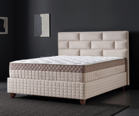 Boxspring postelja YORK Komplet z dvižnim dnom, predalom in vzmetnico 160x200 , Barva bež