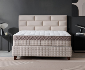 Boxspring postelja YORK Komplet z dvižnim dnom, predalom in vzmetnico 120x200 , Barva bež, po naročilu