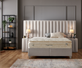 KOMPLET Z DVIŽNIM DNOM, PREDALOM in NOČNIMA OMARICAMA: Lotus 160x200, Barva bež, po naročilu