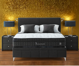 Boxspring postelja Albatros, Komplet z dvižnim dnom, predalom in vzmetnico 200x200 , Barva črna mikrotkanina, po naročilu