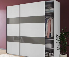 Omara Alto 2, 225 cm, Barva Bela, steklo sivo, po naročilu
