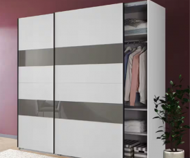 Omara Alto 2, 225 cm, Barva Bela, steklo sivo, po naročilu