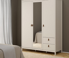 Omara Amalfi 3 Vrata 150 cm, Barva divji bela ogledalo, po naročilu