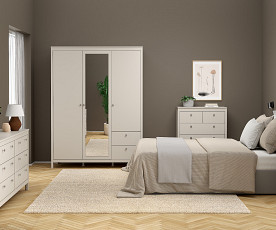 Omara Amalfi 3 Vrata 150 cm, Barva divji bela ogledalo, po naročilu