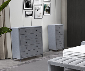 KOMPLET Z DVIŽNIM DNOM, PREDALOM in NOČNIMA OMARICAMA: Dion 180x200, Barva siva, po naročilu