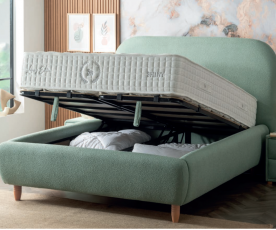 Boxspring postelja Bendigo Komplet z dvižnim dnom, predalom in vzmetnico 180x200 , Barva zelena, po naročilu