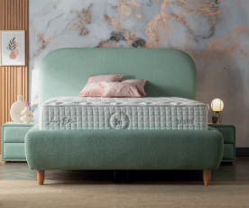 Boxspring postelja Bendigo Komplet z dvižnim dnom, predalom in vzmetnico 180x200 , Barva zelena, po naročilu