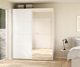 Omara Bergamo 2 vrata, 5 polic, 178,5 cm Barva bela+ ogledalo
