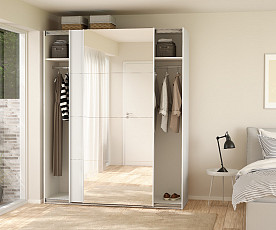 Omara Bergamo 2 vrata, 5 polic, 178,5 cm Barva bela+ ogledalo