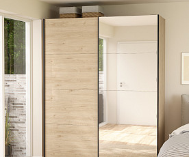 Omara Bergamo 2 vrata, 5 polic, 178,5 cm Barva hrast + ogledalo