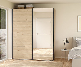 Omara Bergamo 2 vrata, 5 polic, 178,5 cm Barva hrast + ogledalo