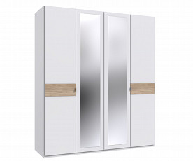 Omara Budapest 4 vrata 180 cm, Barva bela, divji hrast