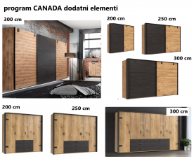KOMPLET spalnica Canada 160x200 01,z LETVENIM DNOM in VZMETNICO, Barva zlati hrast, črna, klasik, po naročilu