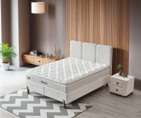 Boxspring postelja Bohem, Komplet z dvižnim dnom, predalom in vzmetnico 180x200 , Barva bež, OMEJENA KOLIČINA !!!