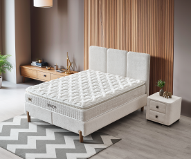 Boxspring postelja Bohem, Komplet z dvižnim dnom, predalom in vzmetnico 160x200 , Barva bež, OMEJENA KOLIČINA !!!