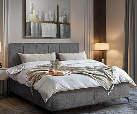 Boxspring postelja Cardif, Komplet z dnom in vzmetnico 160x200 , Barva siva