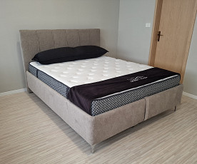 Boxspring postelja Cardif, Komplet z dnom in vzmetnico 160x200 , Barva rjavo / bež
