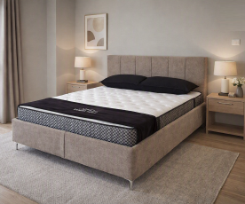 Boxspring postelja Cardif, Komplet z dnom in vzmetnico 160x200 , Barva rjavo / bež, po naročilu