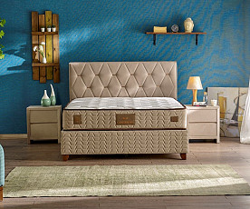 Postelja Cashmere 180x200 z dvižnim dnom in predalom, Barva bež
