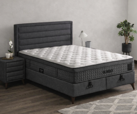 Boxspring Postelja Casaletto, Komplet z dvižnim dnom, predalom in vzmetnico 140x200 , Barva temno siva tkanina