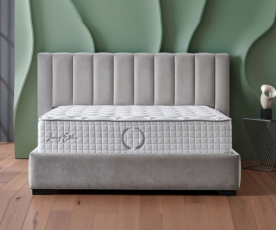 Boxspring postelja Celine, Komplet z dvižnim dnom, predalom in vzmetnico 180x200 , Barva siva