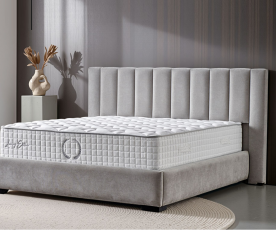 Boxspring postelja Celine, Komplet z dvižnim dnom, predalom in vzmetnico 180x200 , Barva siva