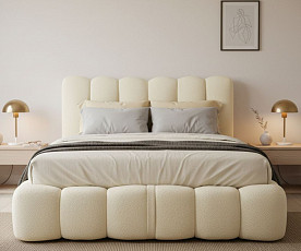 Boxspring postelja Pouf , Komplet z dnom in vzmetnico 160x200, Barva bež, po naročilu