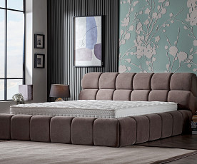 Boxspring postelja Colin Komplet z dvižnim dnom, predalom in vzmetnico 180x200 , Barva rjava, po naročilu
