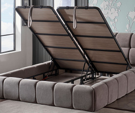 Boxspring postelja Colin Komplet z dvižnim dnom, predalom in vzmetnico 180x200 , Barva rjava, po naročilu