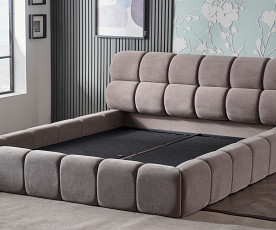 Boxspring postelja Colin Komplet z dvižnim dnom, predalom in vzmetnico 180x200 , Barva rjava, po naročilu