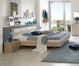 KOMPLET spalnica Cordoba 180x200 z LETVENIM DNOM in VZMETNICO, Barva hrast, bela klasik, po naročilu