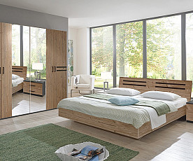 KOMPLET spalnica Santa Cruz 180x200 z LETVENIM DNOM in VZMETNICO, Barva divji hrast siva, klasik