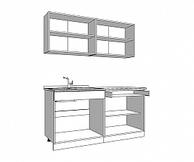 Kuhinjski blok Denver 160 cm , Barva sivi hrast, bela