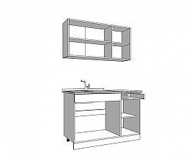 Kuhinjski blok Denver 2, 120 cm , Barva sivi hrast, bela