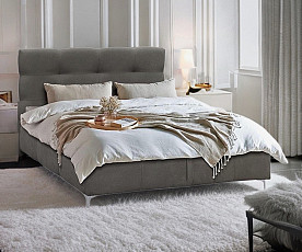 Boxspring postelja Eddie, Komplet z dnom in vzmetnico 140x200 , Barva siva, po naročilu