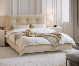 Boxspring postelja Eddie, Komplet z dnom in vzmetnico 180x200 , Barva bež