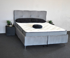 KOMPLET Z VZMETNICO: Postelja z dnom in vzmetnico Eddie, ležišče 180x200 Barva siva