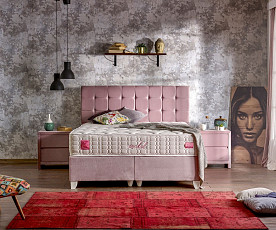 Posteljni okvir Emily 120x200 z dvižnim dnom in predalom, Barva roza, po naročilu