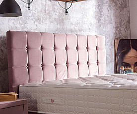 Boxspring postelja Emily, Komplet z dvižnim dnom, predalom in vzmetnico 180x200 , Barva roza