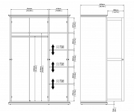 Omara Florence, 3 Vrata 138 cm, Barva siva, po naročilu