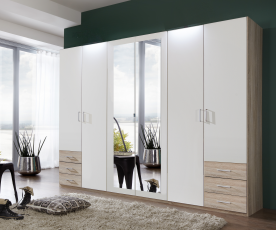 Omara Gen 6 vrat, 270 cm Barva Bela, hrast, ogledalo, po naročilu