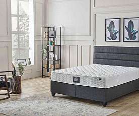 Boxspring postelja GIta Komplet z dvižnim dnom, predalom in vzmetnico 180x200 , Barva siva, po naročilu