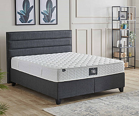 Boxspring postelja GIta Komplet z dvižnim dnom, predalom in vzmetnico 180x200 , Barva siva, po naročilu
