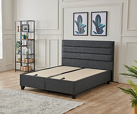 Boxspring postelja GIta Komplet z dvižnim dnom, predalom in vzmetnico 160x200 , Barva siva, po naročilu