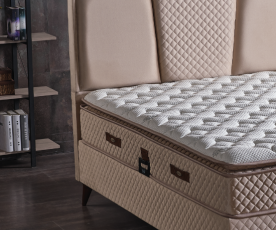 Boxspring Postelja Hamilton, Komplet z dvižnim dnom, predalom in vzmetnico 180x200 , Barva bež, mikrotkanina, po naročilu