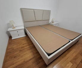 Boxspring Postelja Hamilton, Komplet z dvižnim dnom, predalom in vzmetnico 160x200 , Barva bež, mikrotkanina