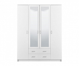 Omara Optimo 4 Vrata 160 cm, Barva bela / ogledalo