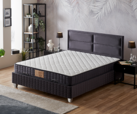 Boxspring postelja Havana, Komplet z dvižnim dnom, predalom in vzmetnico 160x200 , Barva antracit mikrotkanina, po naročilu