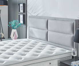 Boxspring postelja Havana, Komplet z dvižnim dnom, predalom in vzmetnico 180x200 , Barva siva mikrotkanina