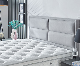 Boxspring postelja Havana, Komplet z dvižnim dnom, predalom in vzmetnico 120x200 , Barva siva, po naročilu